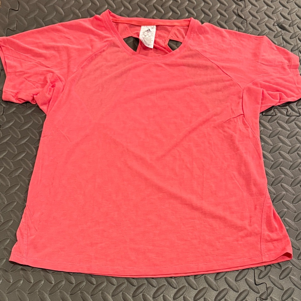 Bright Coral Short Sleeve Adidas Workout top